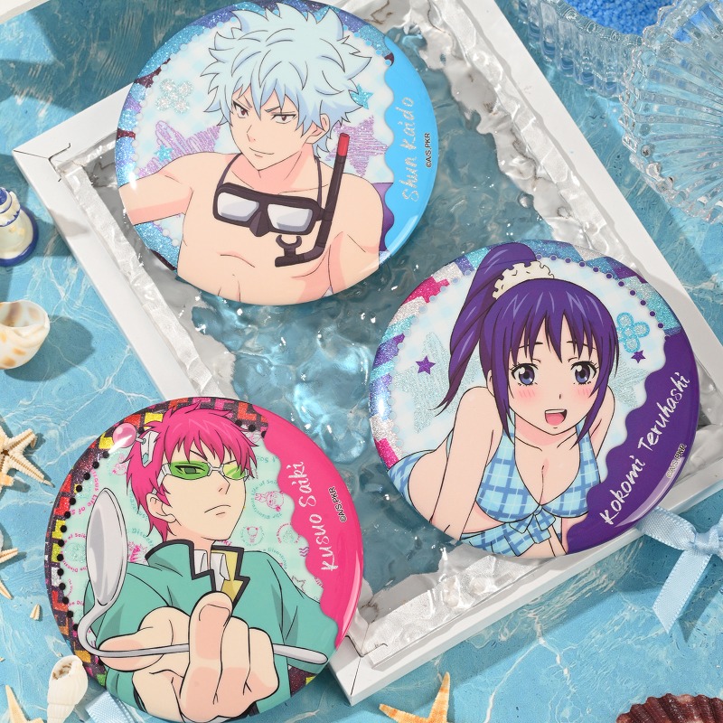 Pin Button Badge - Pin Bros Logam Bulat Saiki Kusuo,