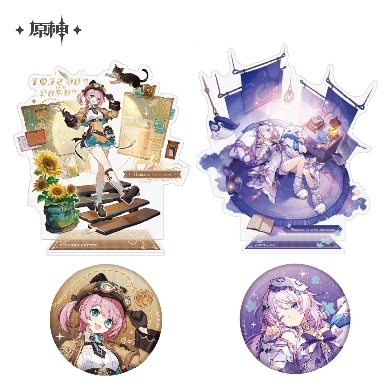 Anime Merchandise Licensing - Set Pin dan Figur Stand Resmi