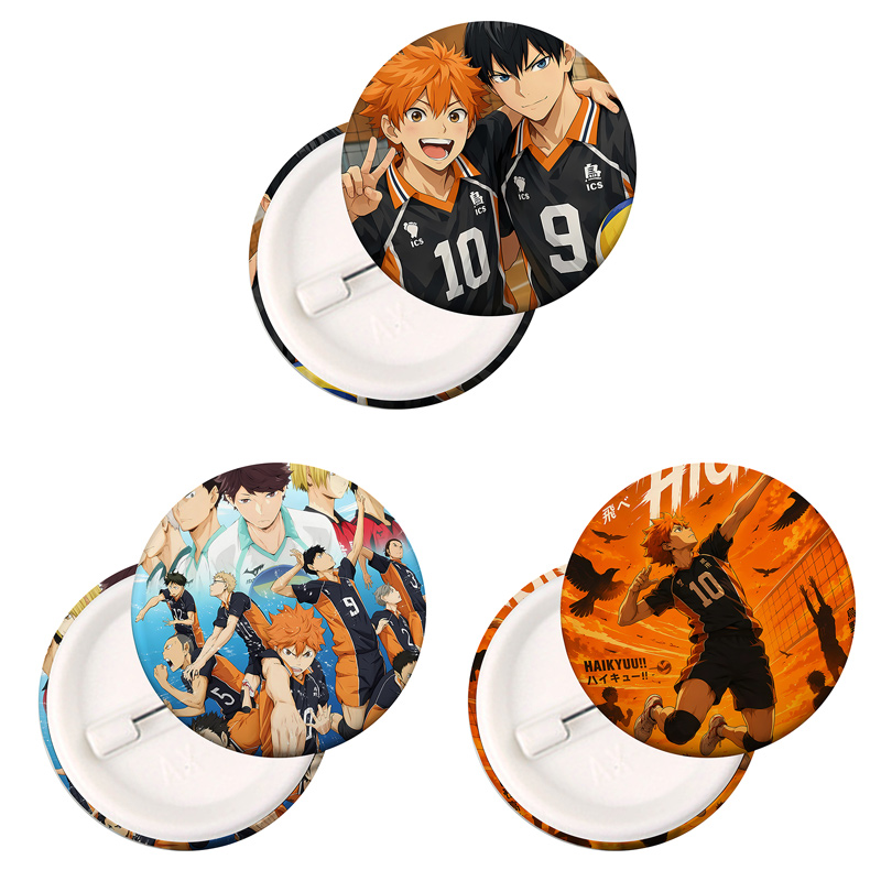 Pin Button Badge - Lencana Anime Haikyuu, Figur Kartun Emblem
