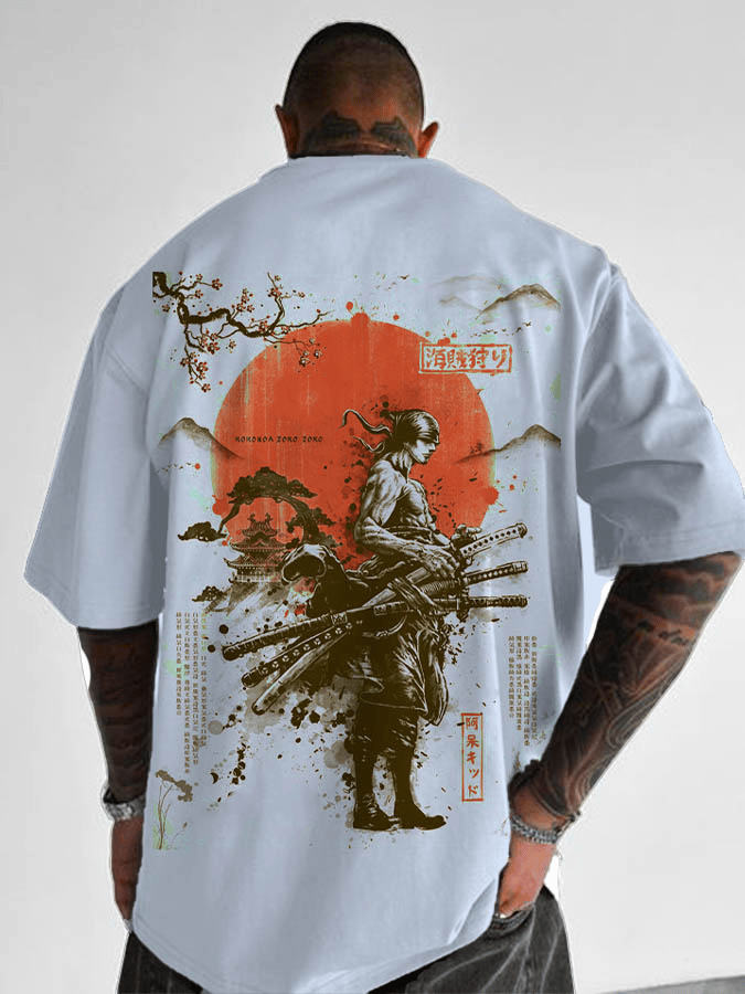 Kaus Katun Pria Wanita Gambar  - Zoro Anime Merchandise ulasan dan harga